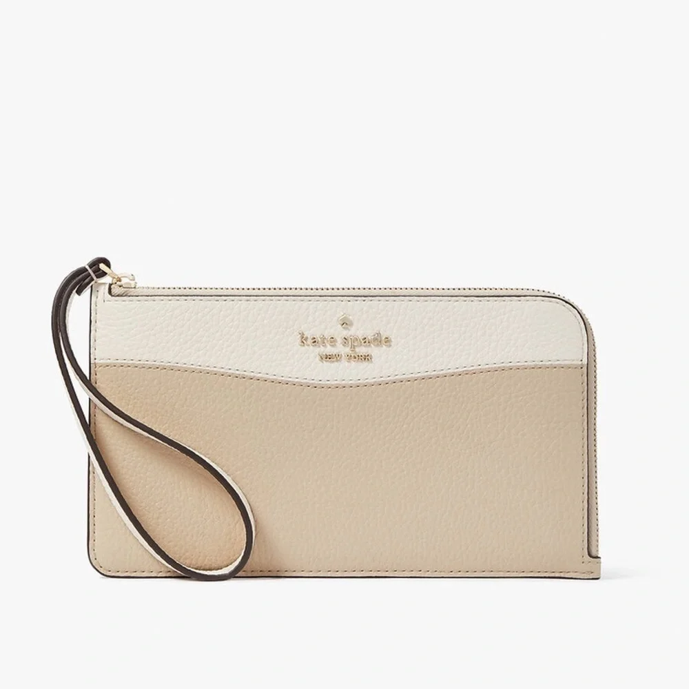 Kate Spade Lucy Colorblock Pebbled Leather Medium L-Zip Wristlet